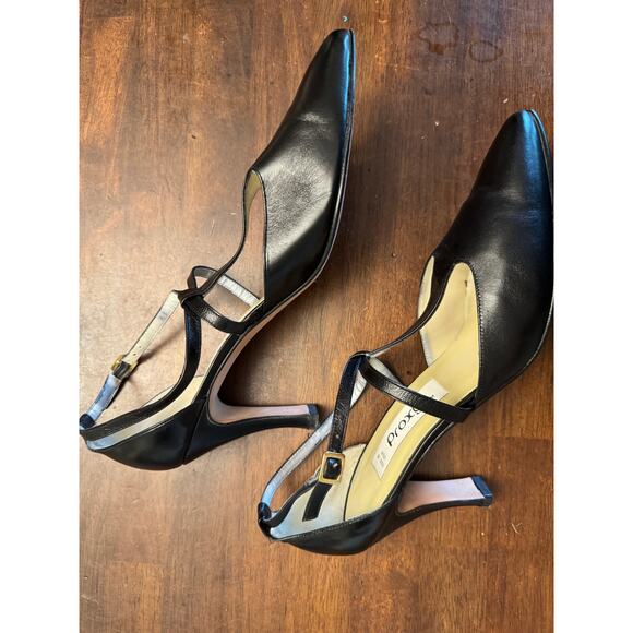 Proxy pointy toe black mary jane heels t-strap women's size 10 made in spain - Picture 3 of 5